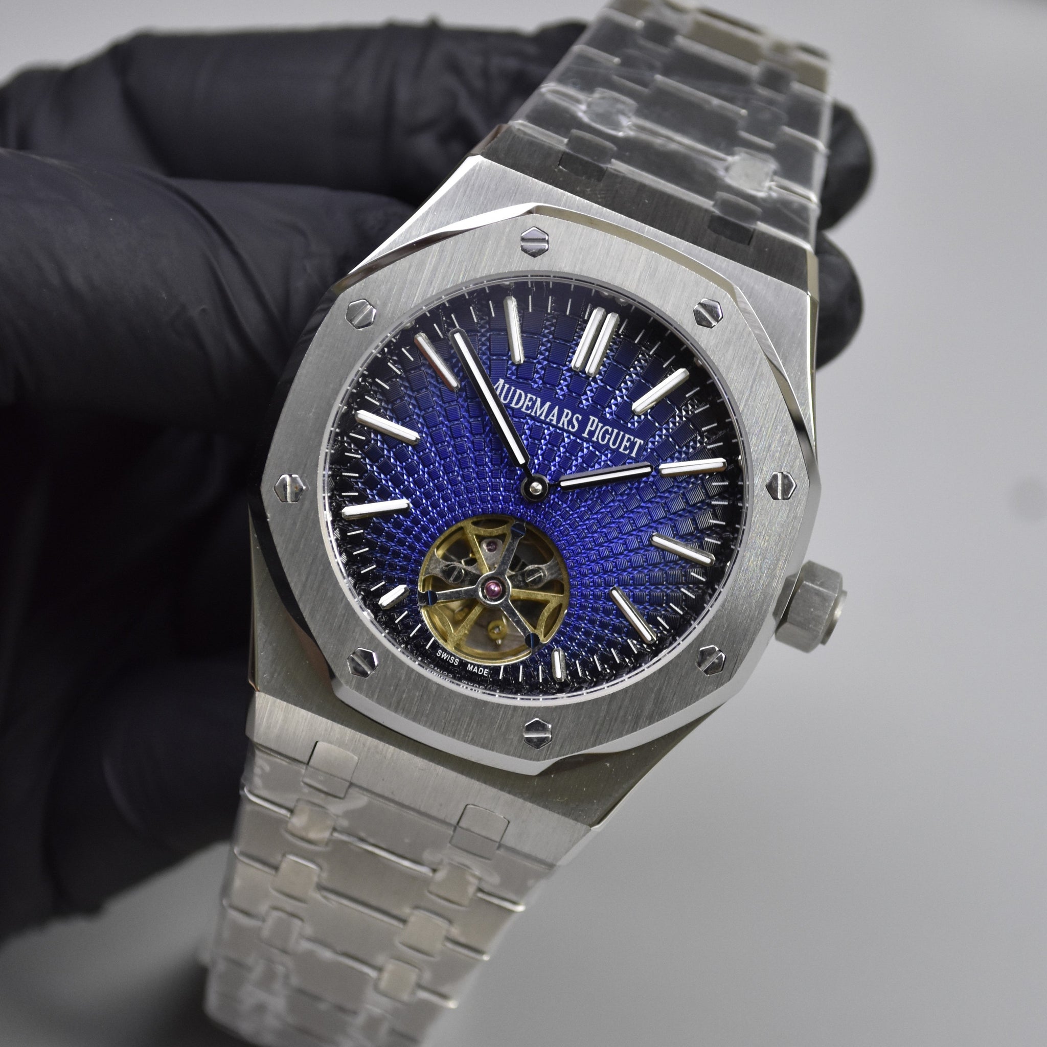 ROYAL OAK AUTO PENDULUM CHAIN SILVER BLUE BOX DAIL