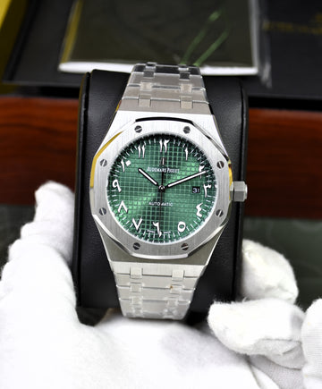 ROYAL OAK AUTO CHAIN SILVER GREEN ARABIC DAIL