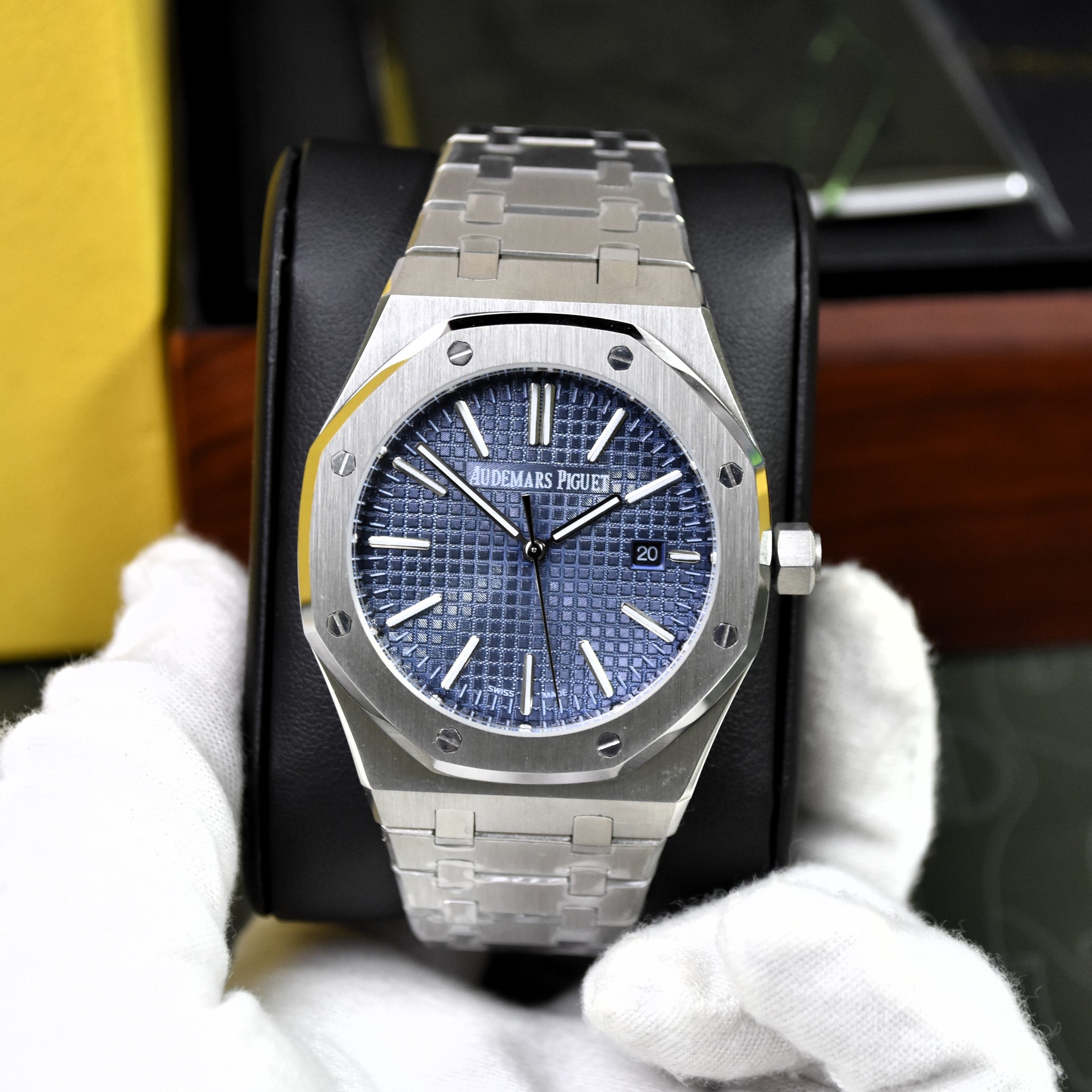 ROYAL OAK AUTO CHAIN SILVER JEANS BLUE DAIL