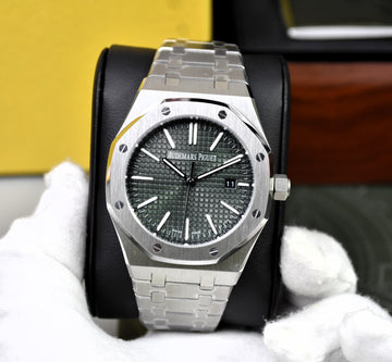 AP ROYAL OAK AUTO CHAIN SILVER GREEN DAIL