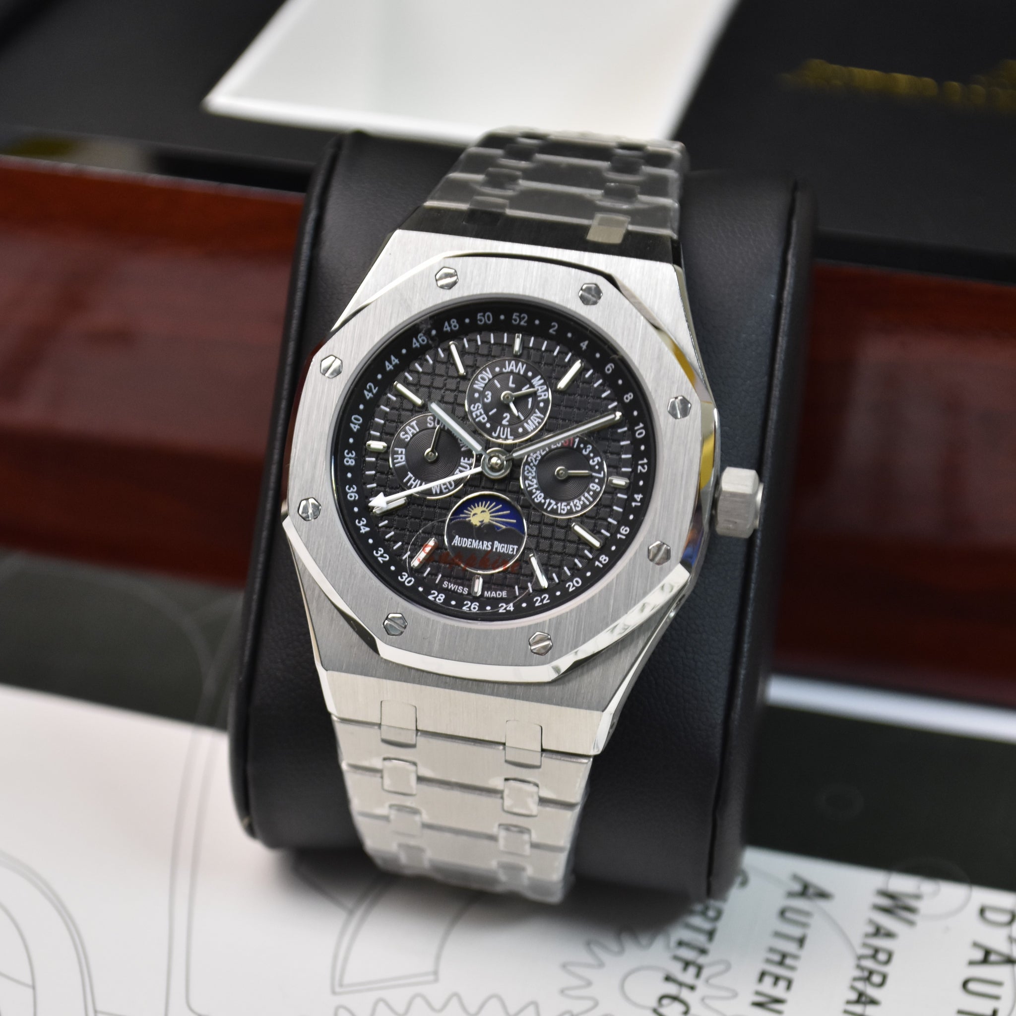ROYAL OAK AUTO CALENDER PREPETUEL SILVER BLACK