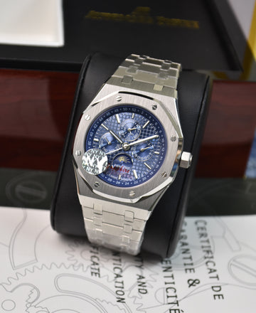 ROYAL OAK AUTO CALENDER PREPETUEL SILVER BLUE