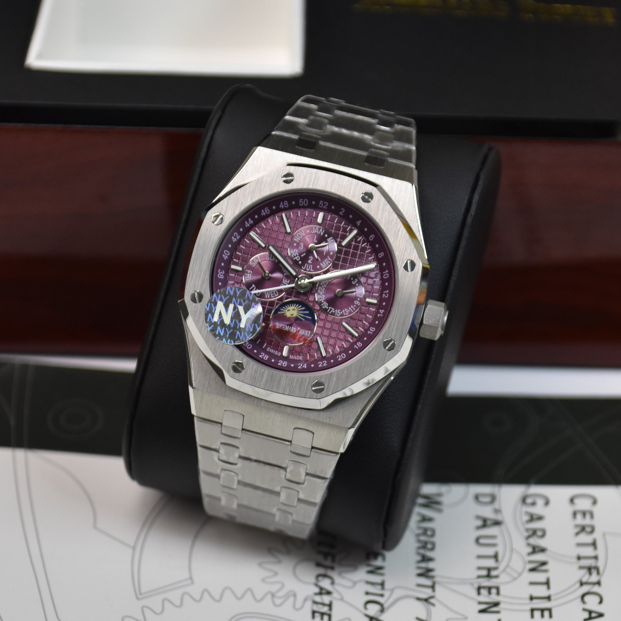 ROYAL OAK AUTO CALENDER PREPETUEL SILVER PURPLE