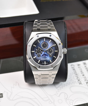 ROYAL OAK AUTO CALENDER PREPETUEL SILVER BLACK BLUE