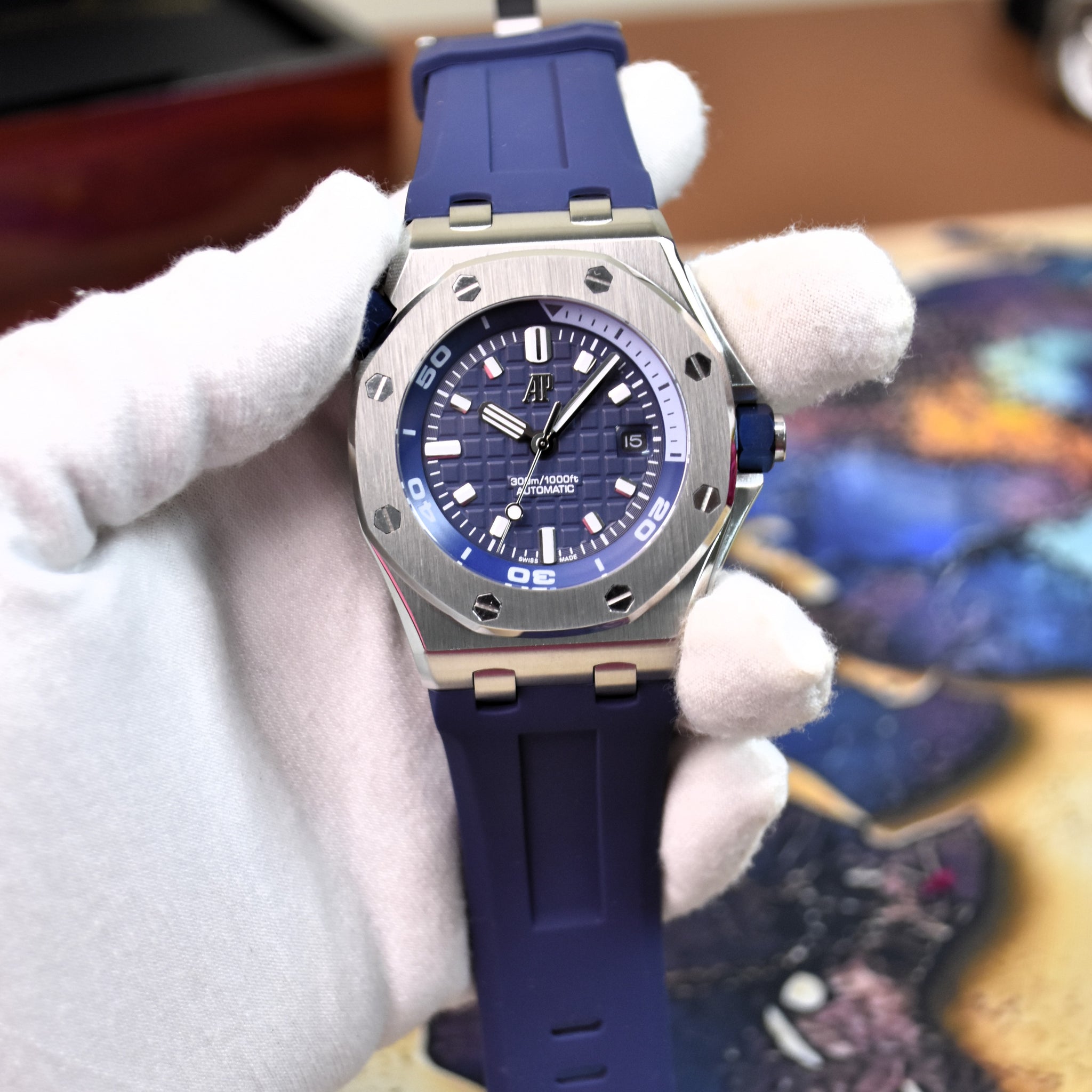 ROYAL OAK OFF SHORE AUTO SILVER BLUE