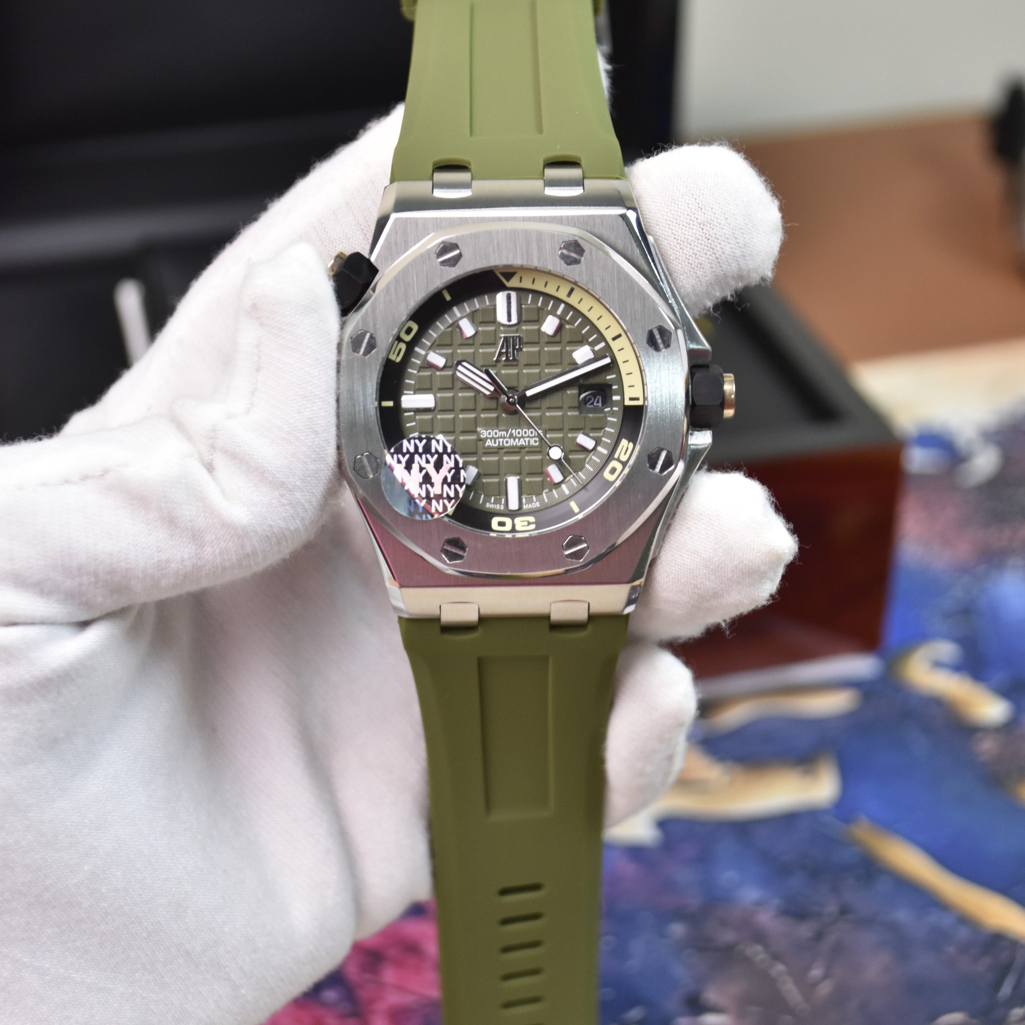 ROYAL OAK OFF SHORE AUTO SILVER OLIVE GREEN