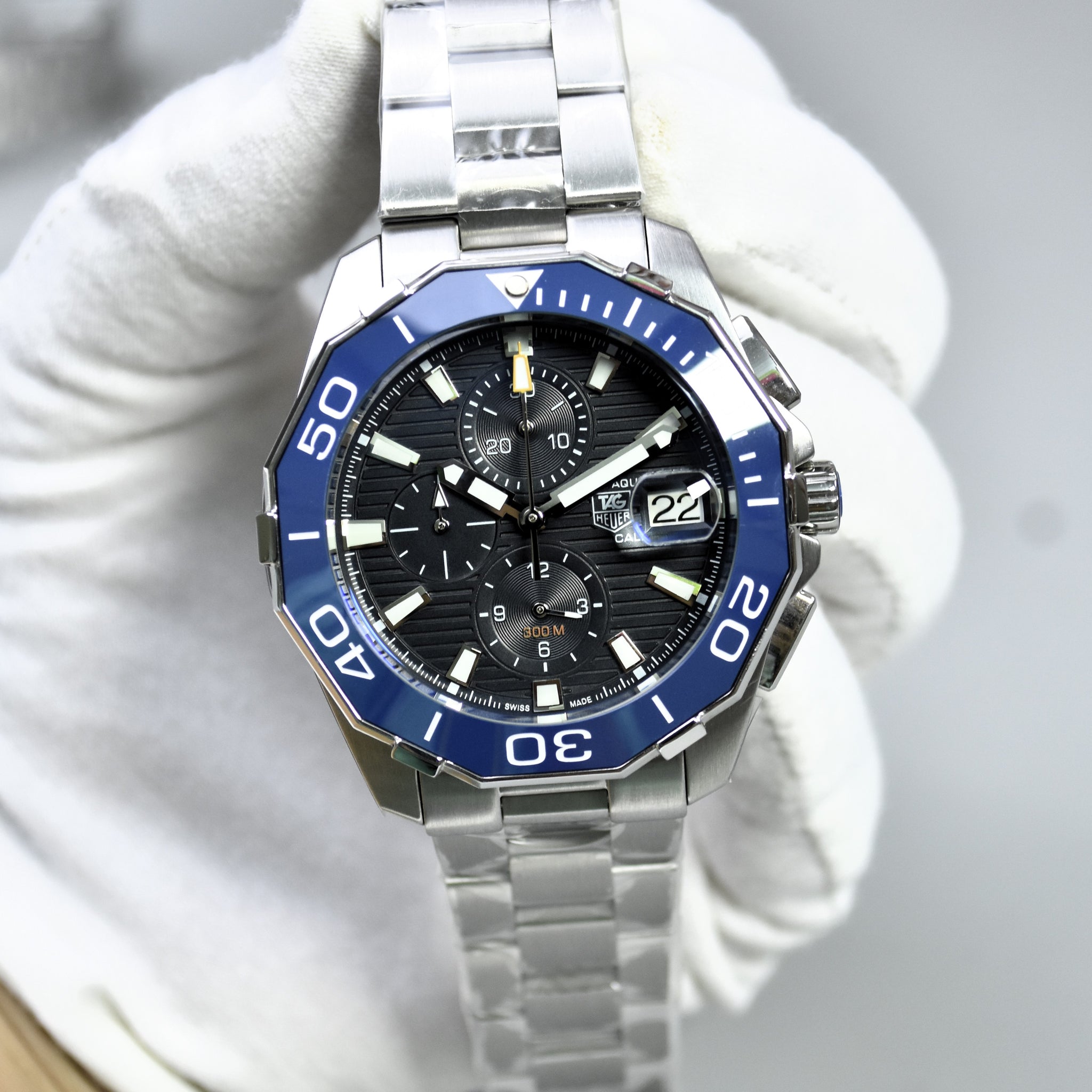 AQUARACER CALIBER 16 CHRONGRAPH CHAIN SILVER BLUE DAIL