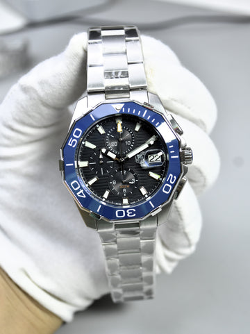 AQUARACER CALIBER 16 CHRONGRAPH CHAIN SILVER BLUE DAIL