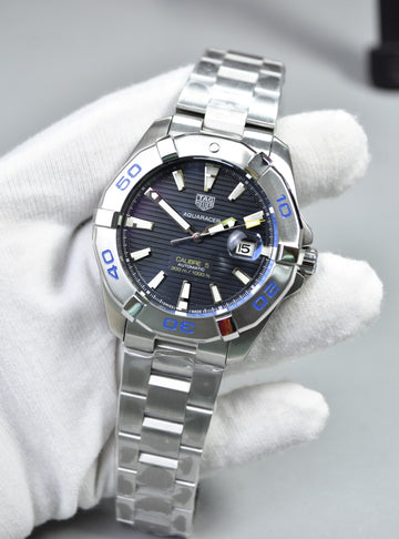 AQUARACER CALIBER 5 AUTO CHAIN SILVER BLUE GREY DAIL