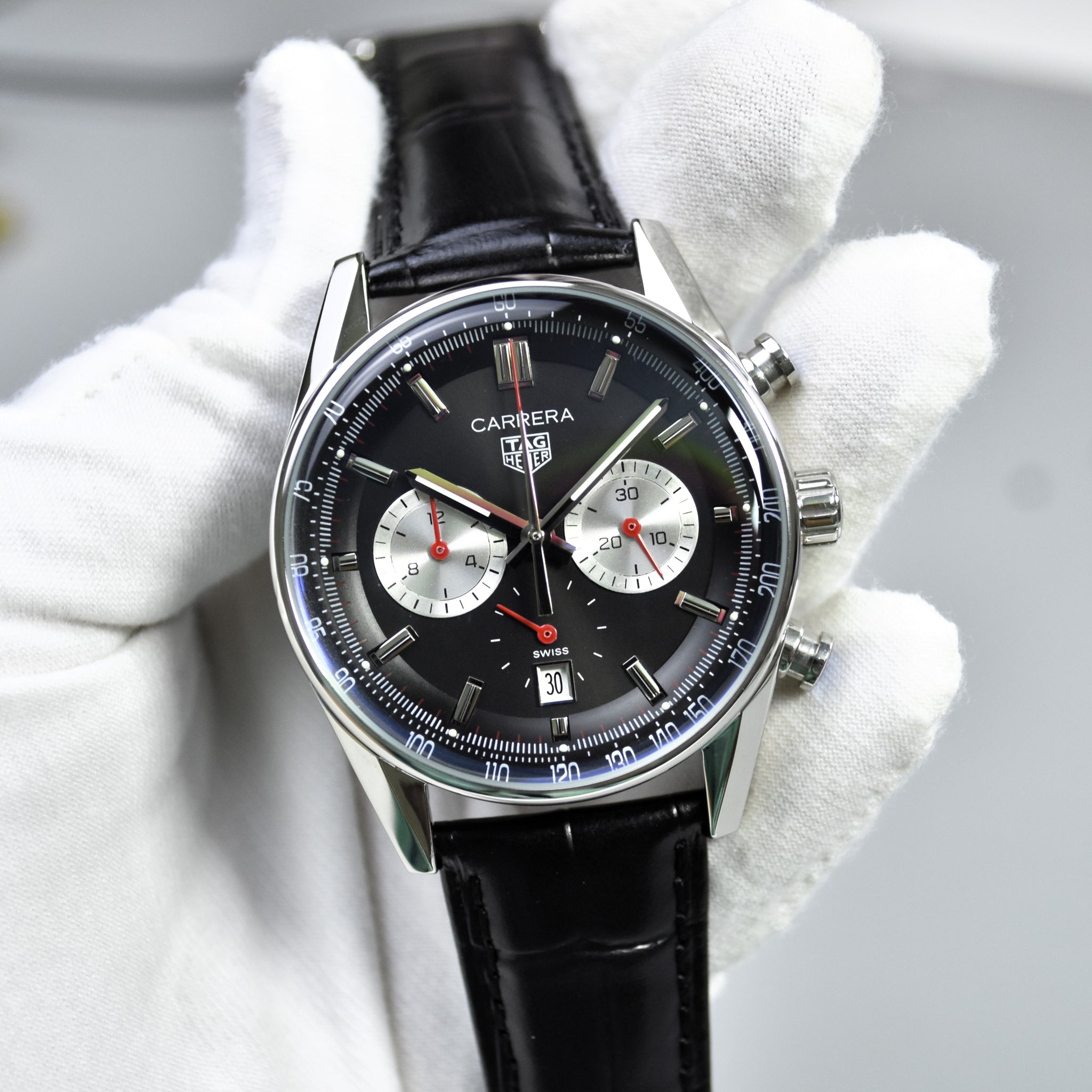 CARRERA TH20 NEW MODEL CHRONOGRAPH STRAP SILVER BLACK PANDA