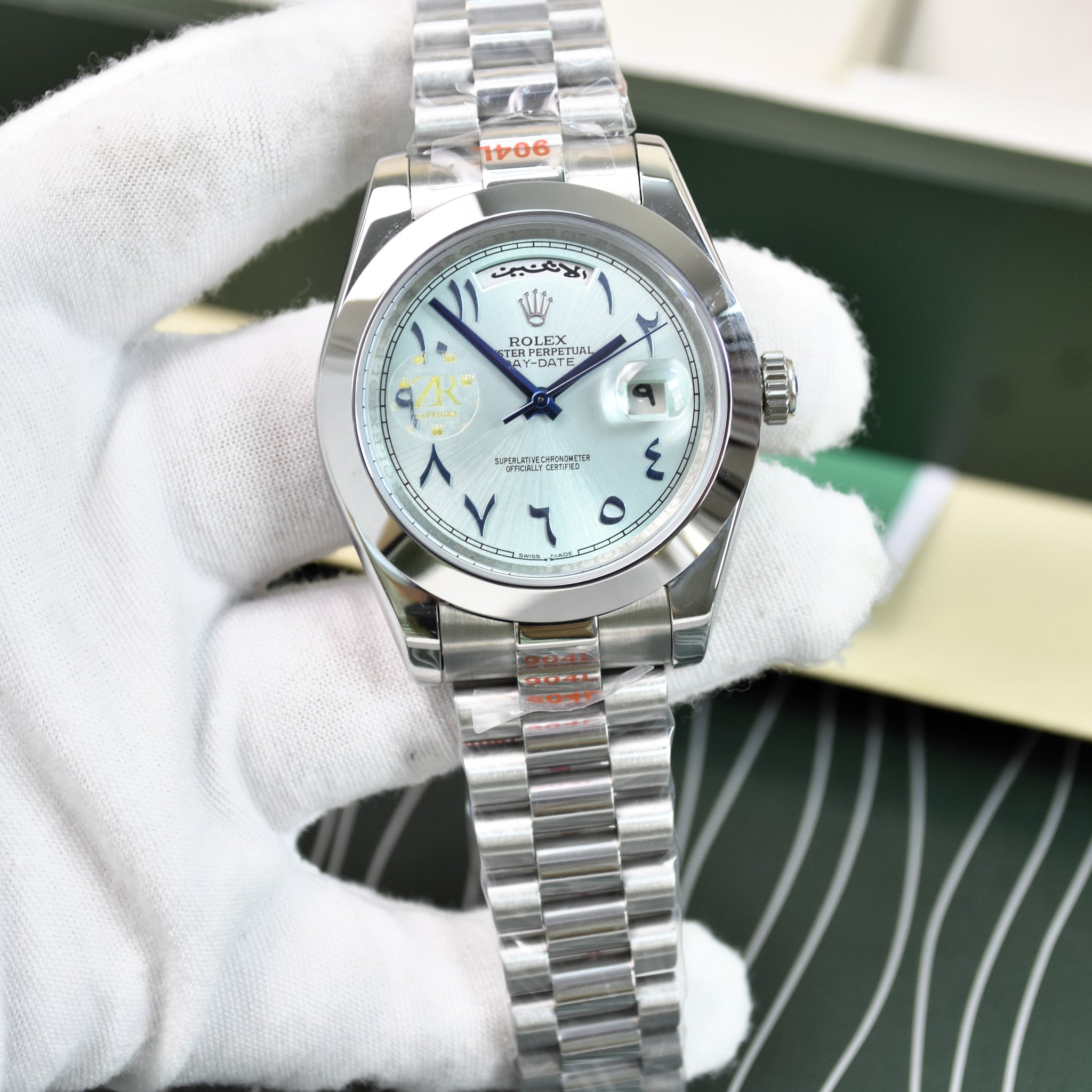 DAYDATE AUTO PRESIDENTIAL ARABIC ICE BLUE DAIL