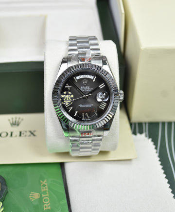 DAYDATE AUTO PRESIDENTIAL ROMAN SILVER GREY BLACK DAIL