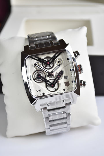 MONACO V4 CHRONO SILVER WHITE DAIL