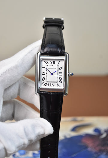 Tank Big Size Quartz Silver White Dial