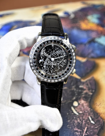 CELESTI@L SKY CHART STONES SILVER BLACK DIAL