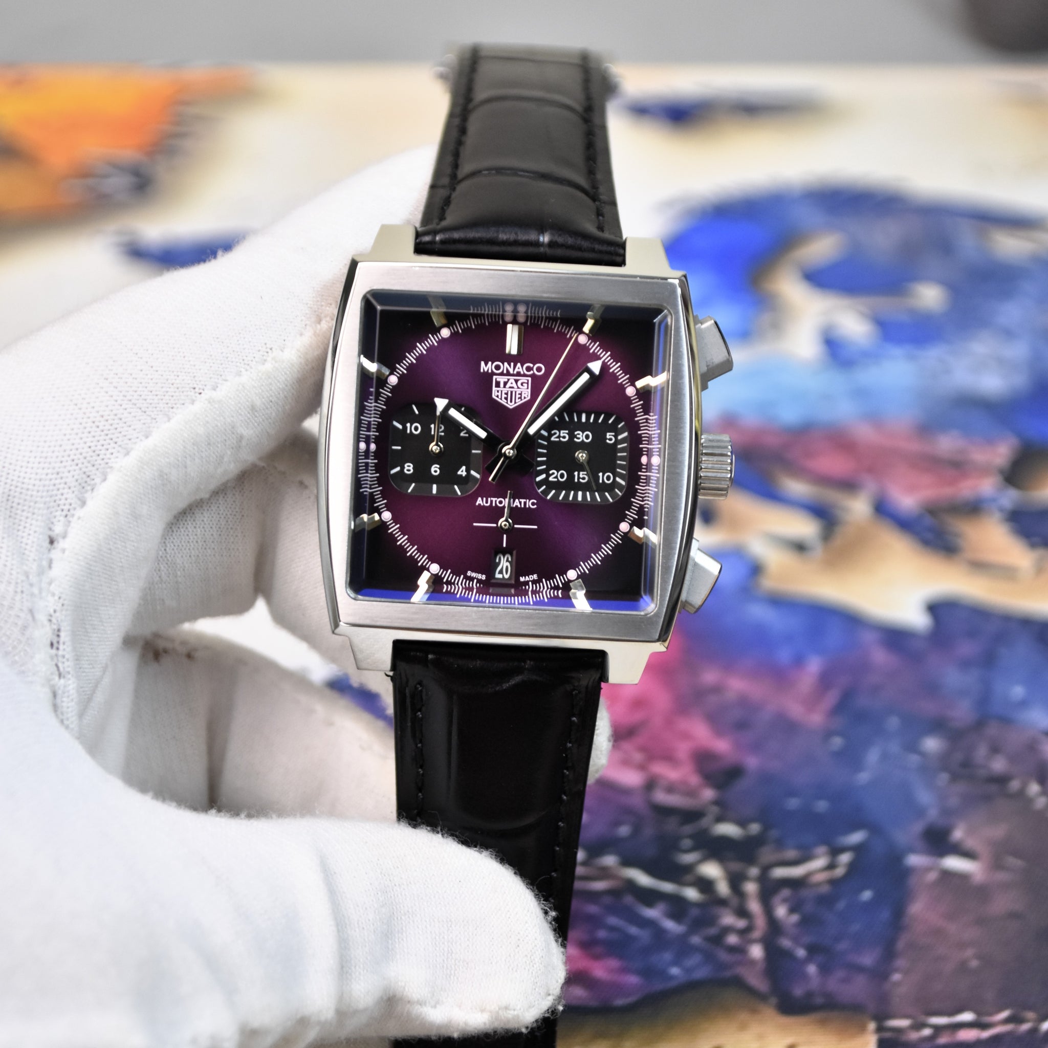 MONACO CHRONOGRAPH STRAP SILVER PURPLE DAIL