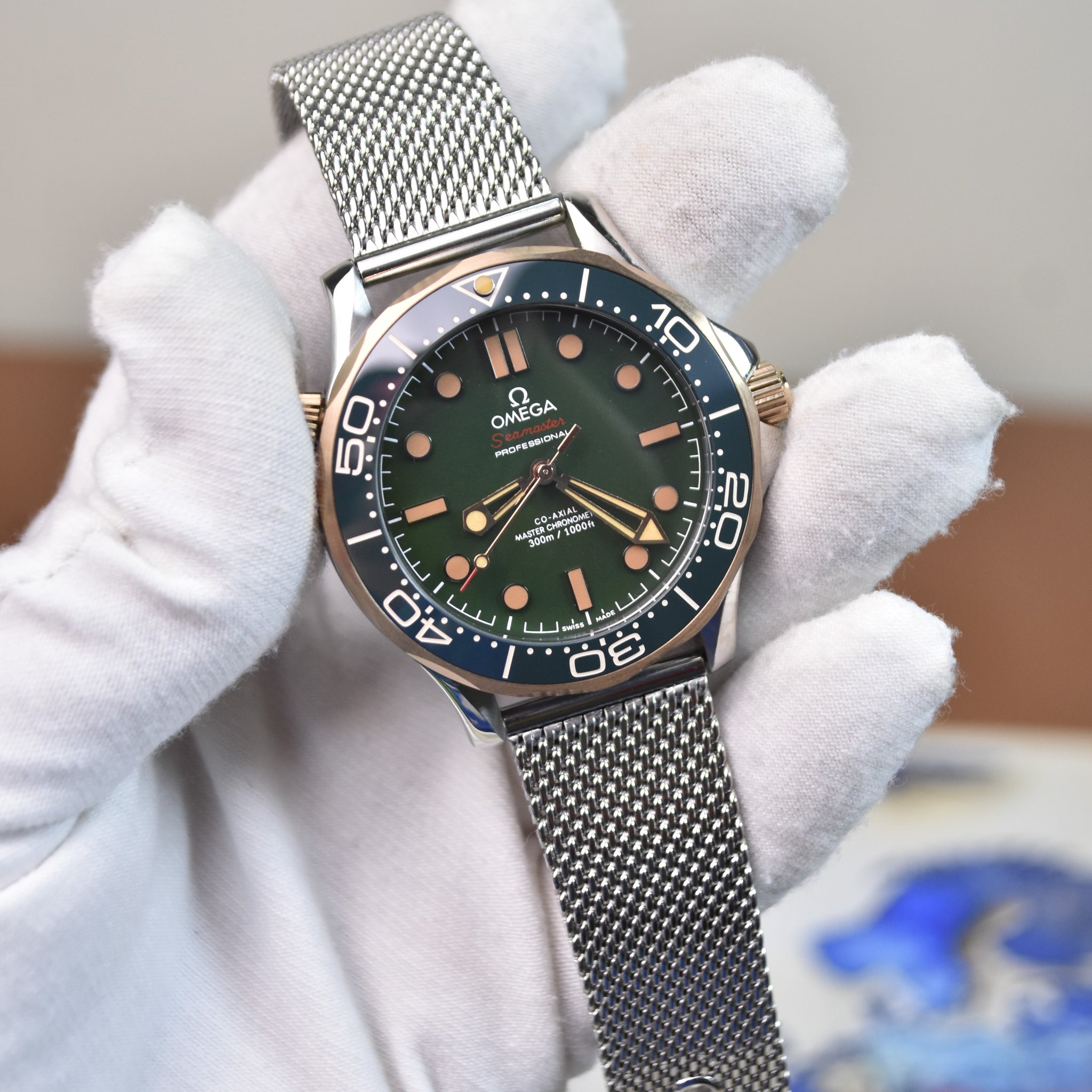 Auto Seamaster Cheffer Chain Silver Rose Green Dial
