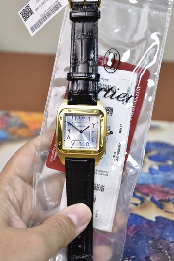 Santos Dumont XL Quartz Arabic Black Gold White Dial