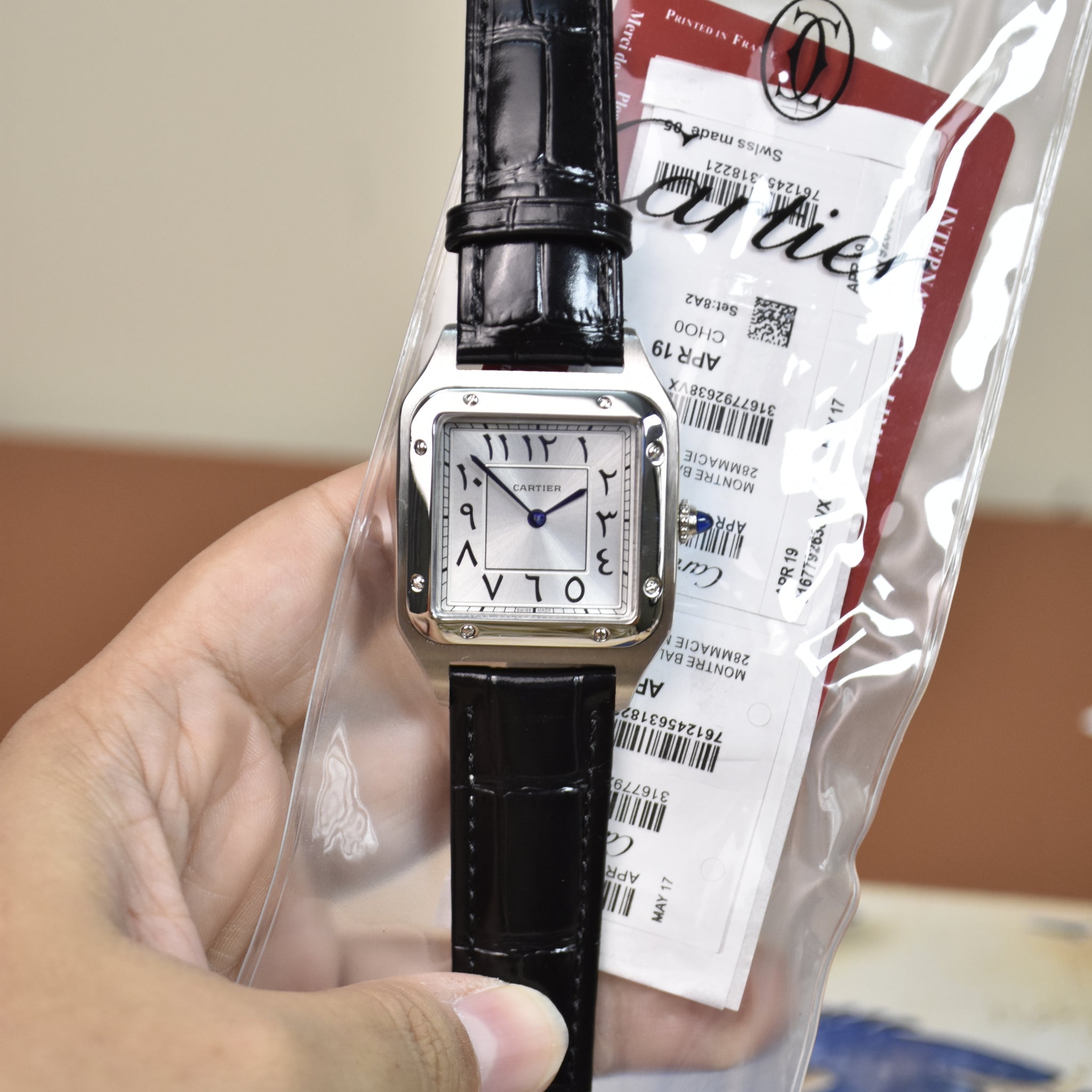 Santos Dumont XL Quartz Arabic Black Silver White Dial