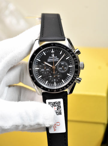 Speedmaster Chrono Quartz Strap Silver Black Dial