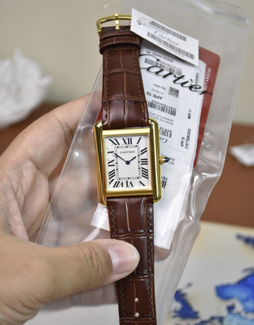 Tank Big Size Quartz Gold White Dial