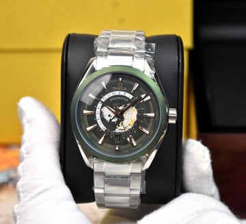 AQUATERRA WORLD MAP AUTO CHAIN SILVER GREEN DAIL