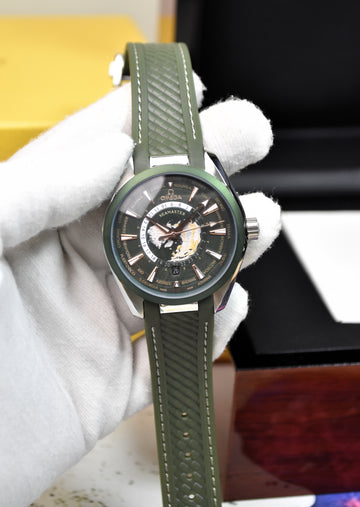 AQUATERRA WORLD MAP AUTO PVC STRAP GREEN DIAL