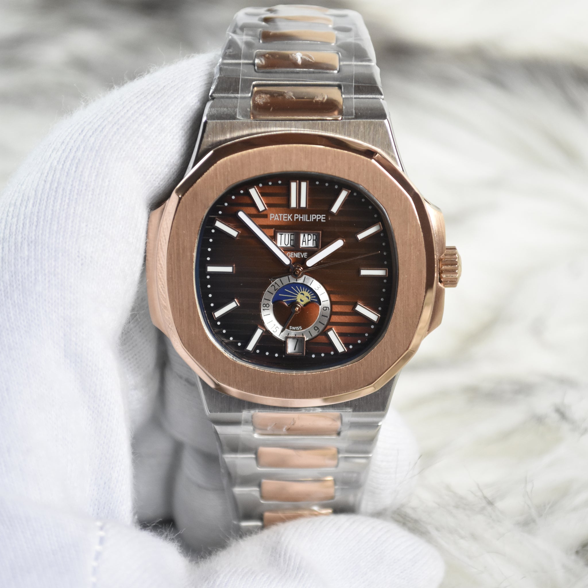 NAUTILUS CALENDER AUTO TWOTONE BROWN (ZP)