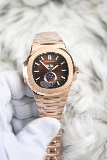 NAUTILUS CALENDER AUTO CHAIN ROSE BROWN (ZP)