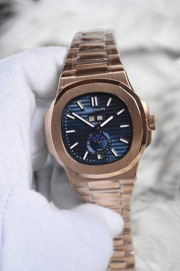 NAUTILUS CALENDER AUTO CHAIN ROSE BLUE (ZP)