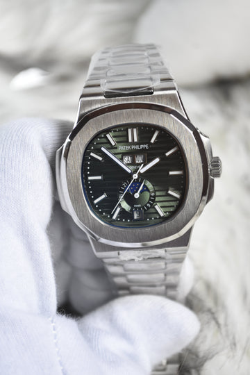 NAUTILUS CALENDER AUTO SILVER OLIVE GREEN (ZP)