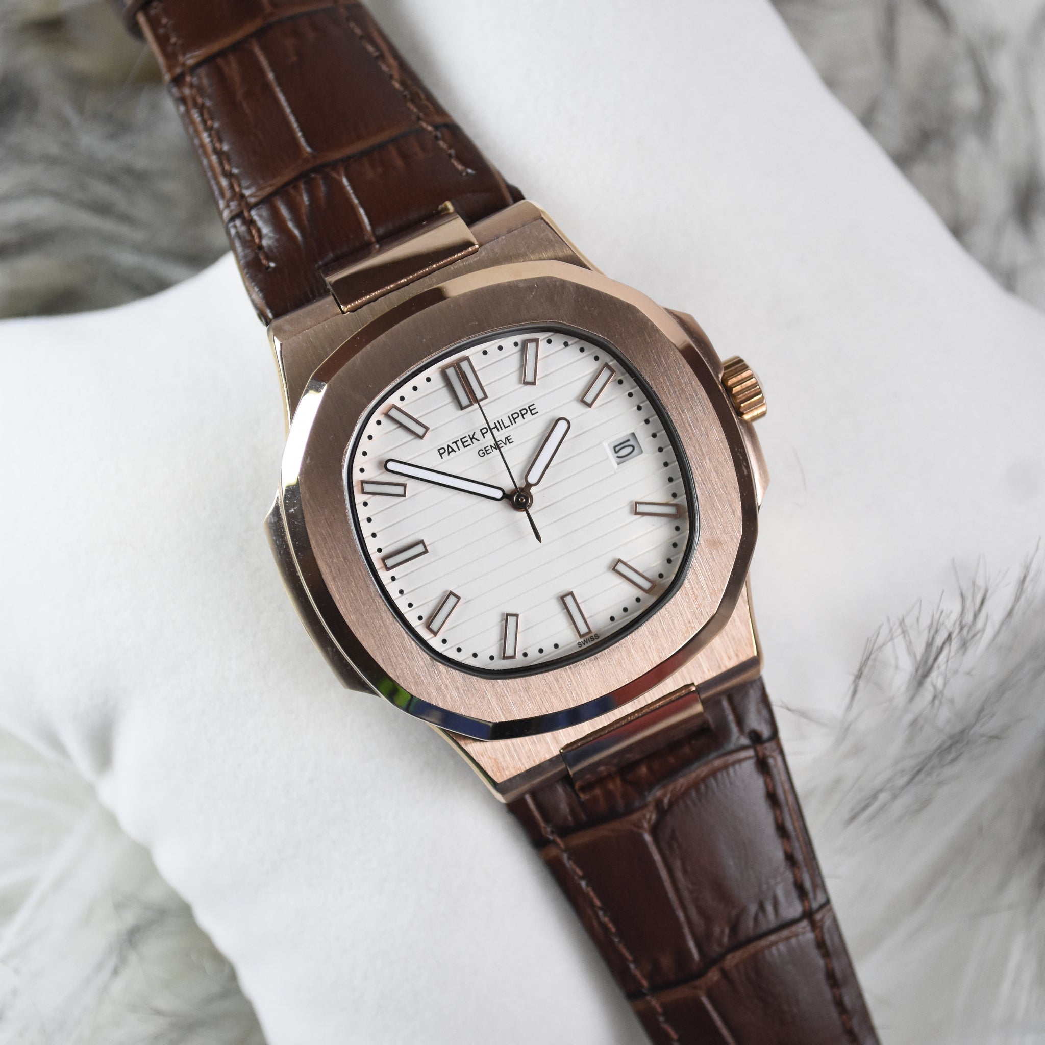 PP NAUTILUS AUTO STRAP ROSE WHITE (ZP)