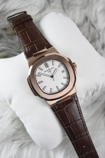 PP NAUTILUS AUTO STRAP ROSE WHITE (ZP)