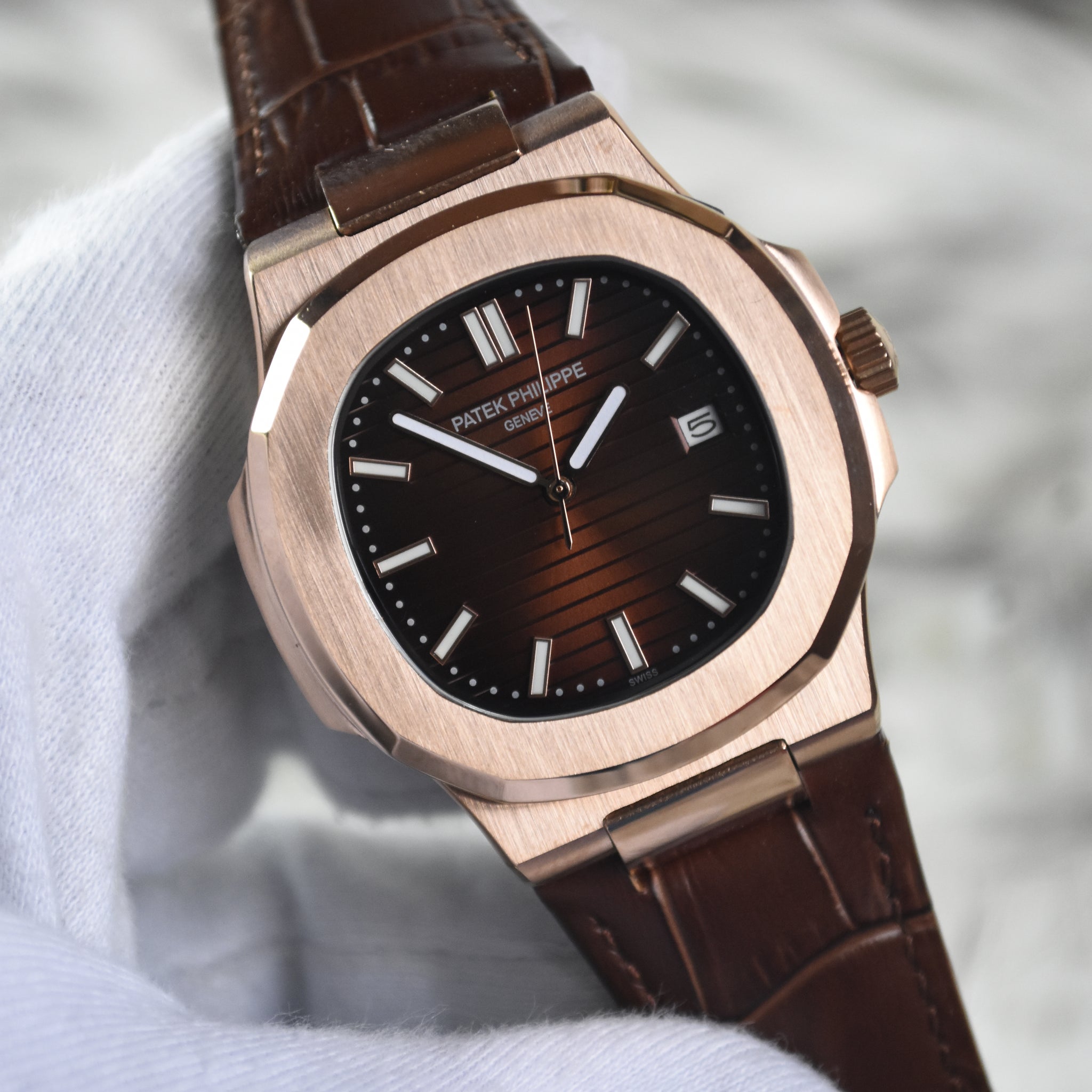 PP NAUTILUS AUTO STRAP ROSE BROWN (ZP)