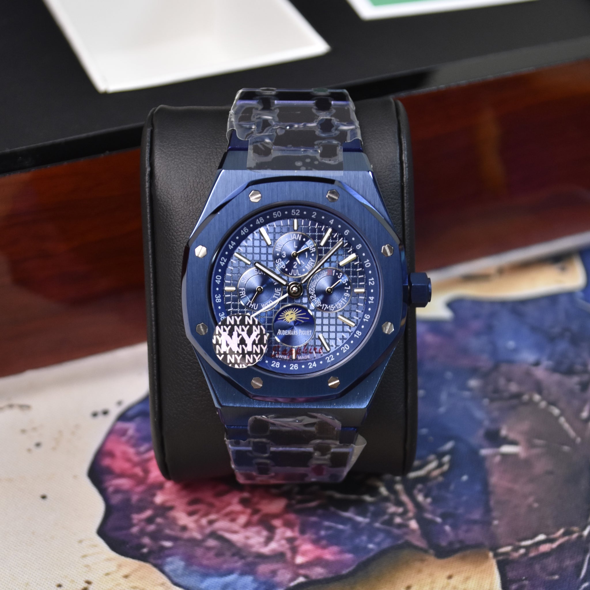 ROYAL OAK AUTO CALENDER PREPETUEL ALL BLUE