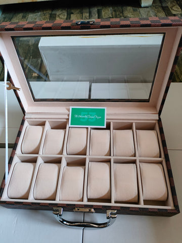 BROWN CHECKS ACRYLIC MIRROR BRIEFCASE