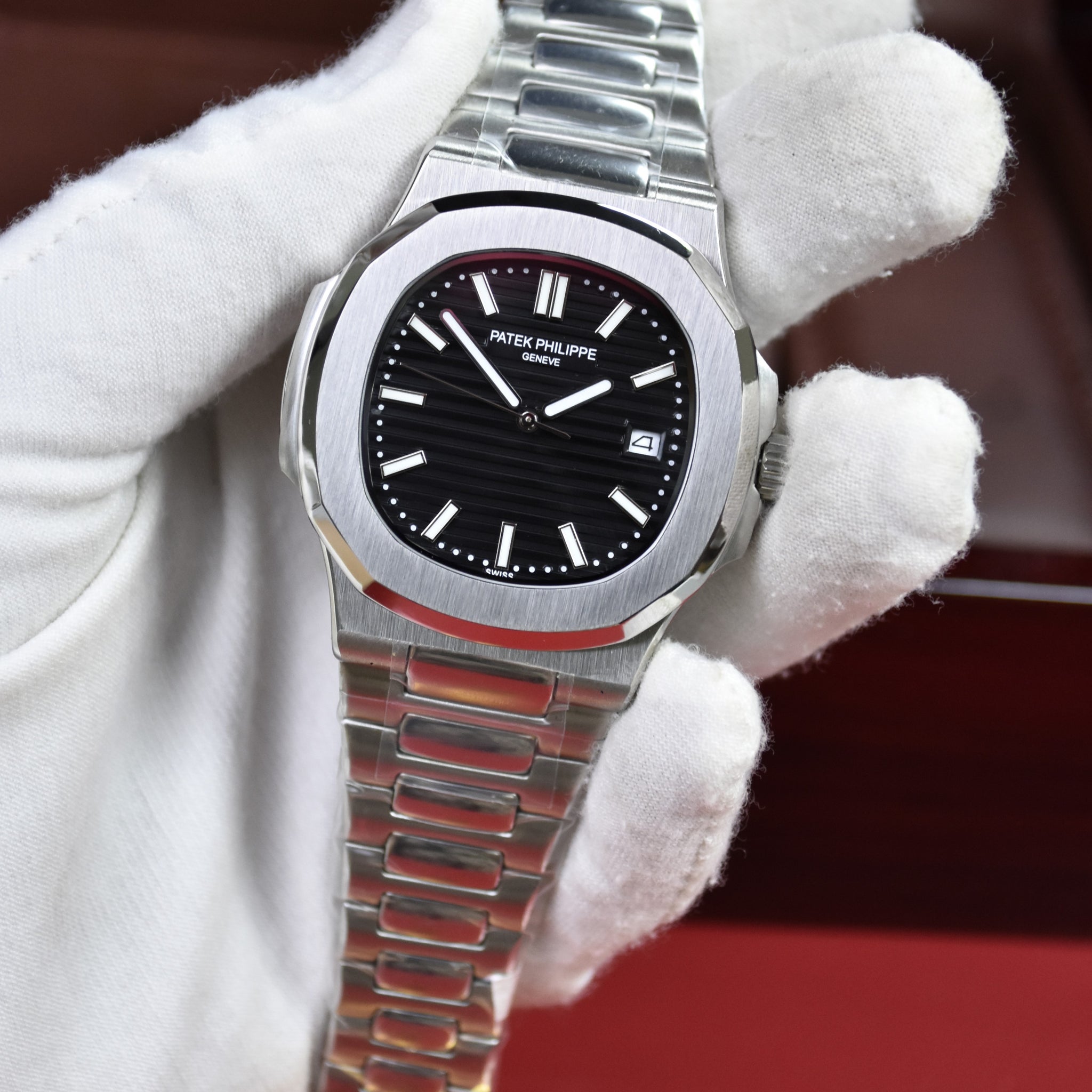 PP NAUTILUS AUTO CHAIN SILVER BLACK (ZP)