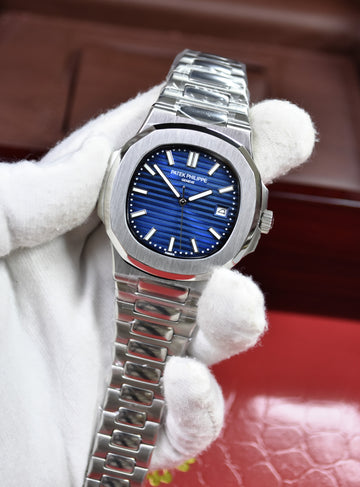 PP NAUTILUS AUTO CHAIN SILVER BLUE (ZP)