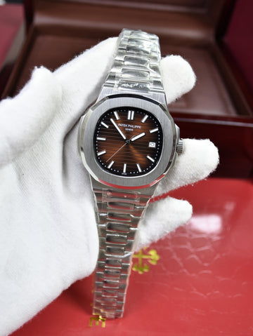 PP NAUTILUS AUTO CHAIN SILVER BROWN (ZP)