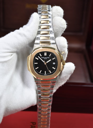 PP NAUTILUS AUTO CHAIN TWOTONE ROSE BLACK (ZP)