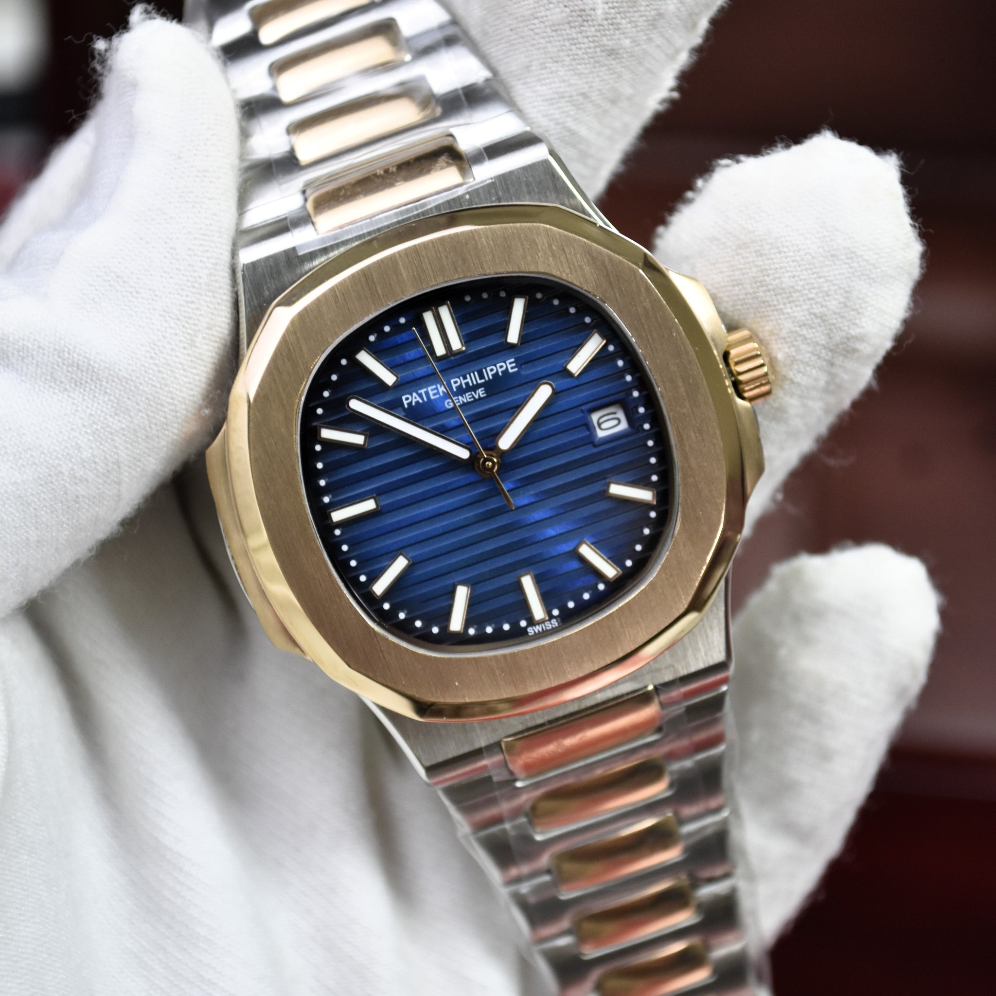 PP NAUTILUS AUTO CHAIN TWOTONE ROSE BLUE (ZP)