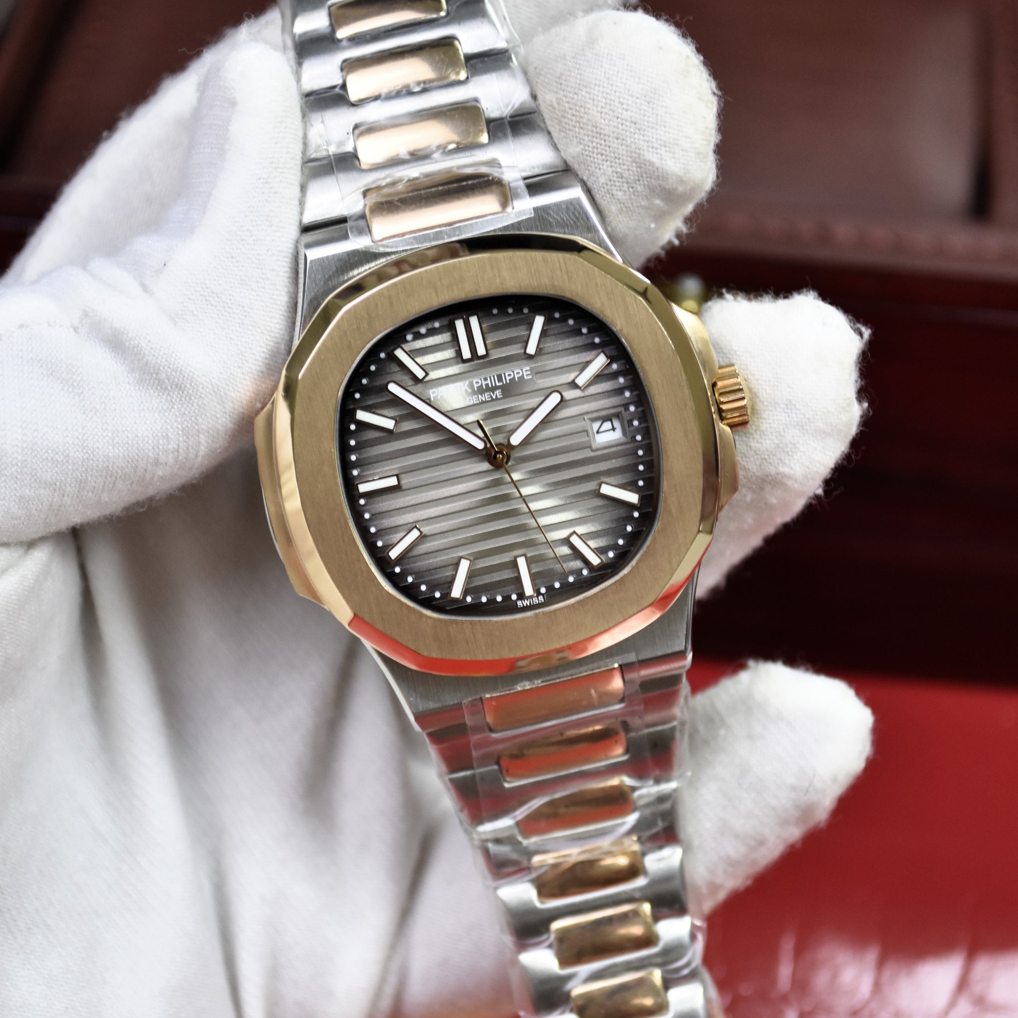 PP NAUTILUS AUTO CHAIN TWOTONE ROSE GREY (ZP)