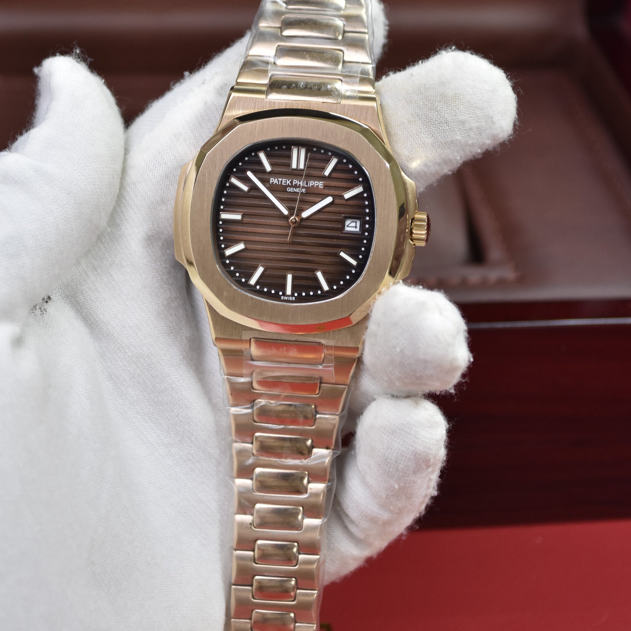 PP NAUTILUS AUTO CHAIN ROSE BROWN (ZP)