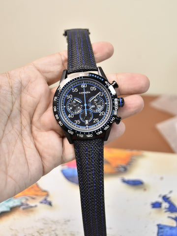 PORSCHE CHRONOGRAPH QUARTZ STRAP BLACK BLUE