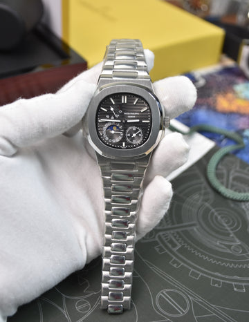 NAUTILIUS POWER RESERVE AUTO SILVER GREY