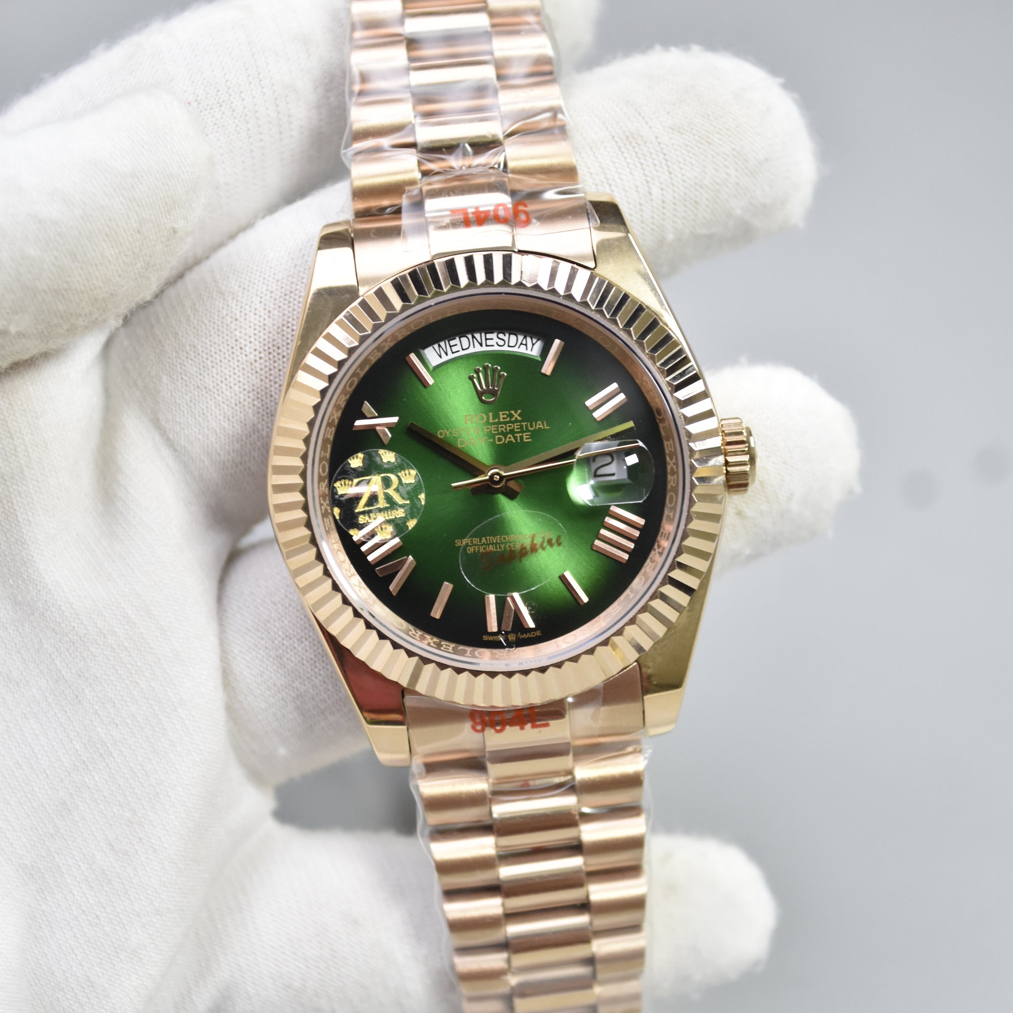 DAYDATE AUTO PRESIDENTIAL ROMAN ROSE GREEN BLACK DAIL