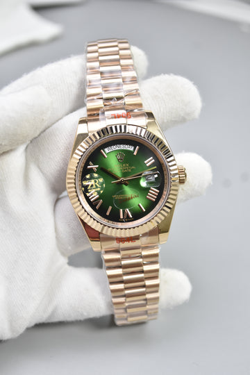 DAYDATE AUTO PRESIDENTIAL ROMAN ROSE GREEN BLACK DAIL