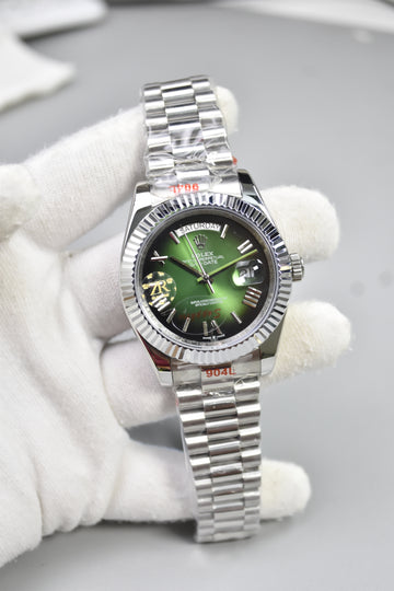 DAYDATE AUTO PRESIDENTIAL ROMAN SILVER GREEN BLACK DAIL