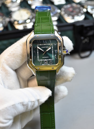 Santos Auto Arabic Silver Green dial