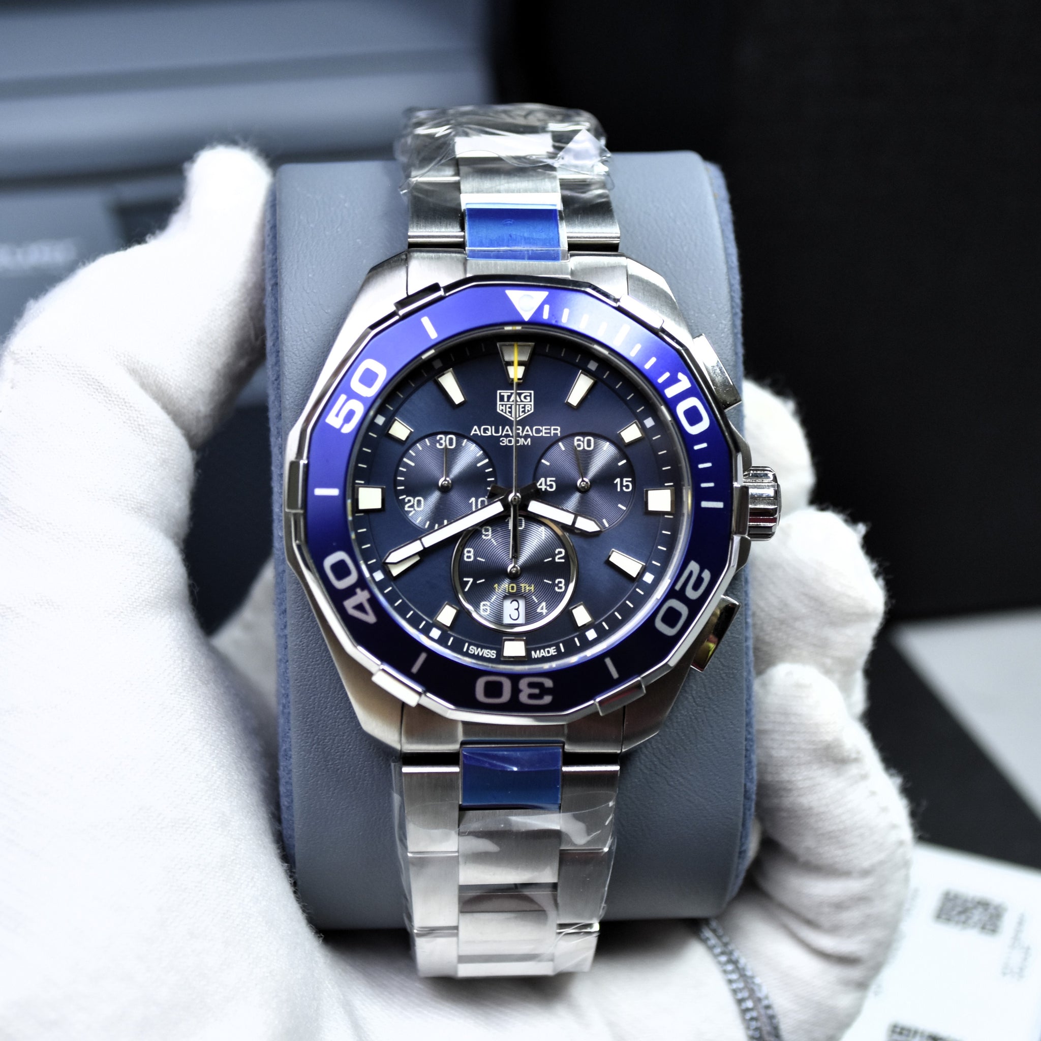 Tag Heuer Aquaracer Men’s Quart Silver Stainless Steel Blue Dial 43mm Watch